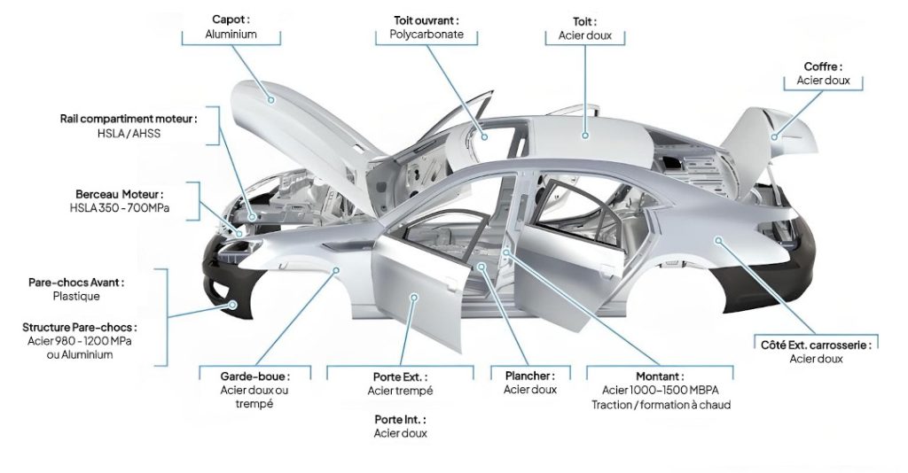 Schéma composition d'une Carrosserie de voiture