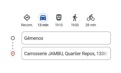 Proximité entre Gemenos, 13042 (Commune) et la Carrosserie Jambu à Roquevaire