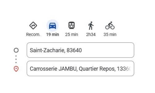 Proximité entre Saint-Zacharie, 83640 (Commune) et la Carrosserie Jambu à Roquevaire